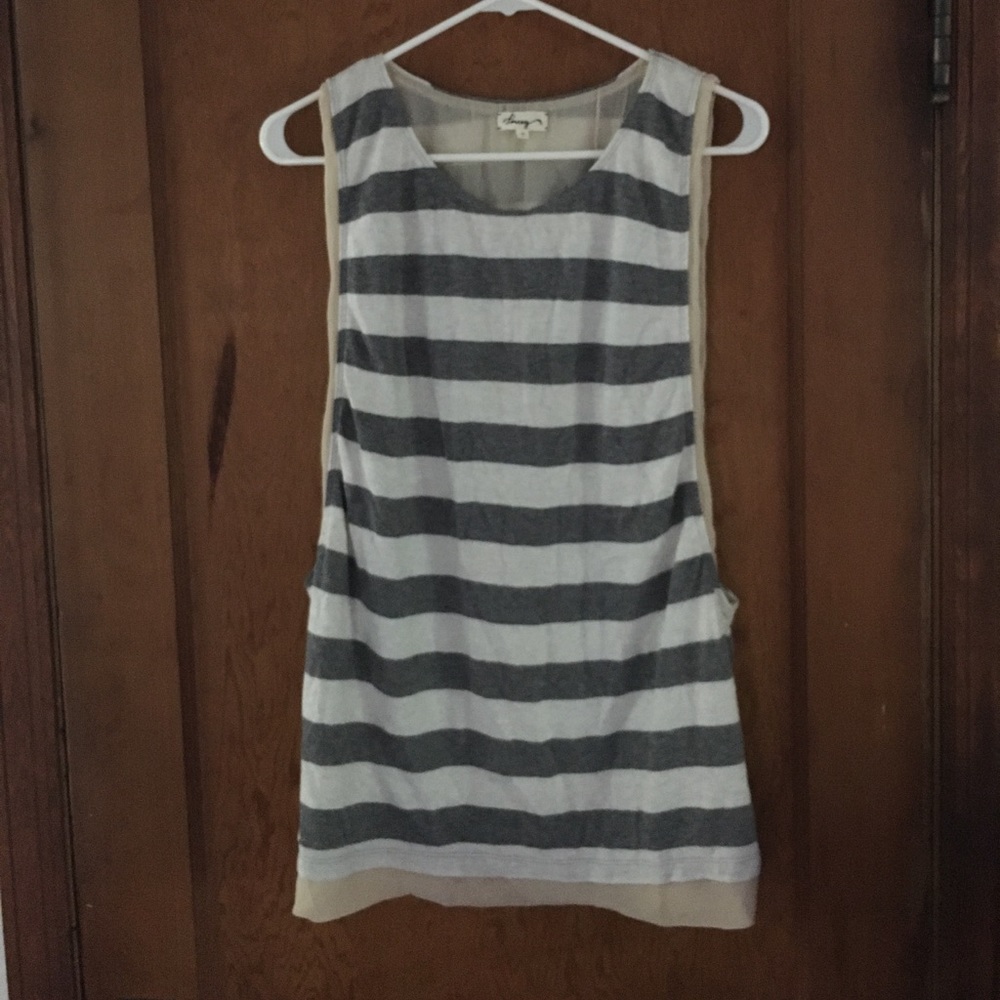 Pencey Gray and White Striped Tank